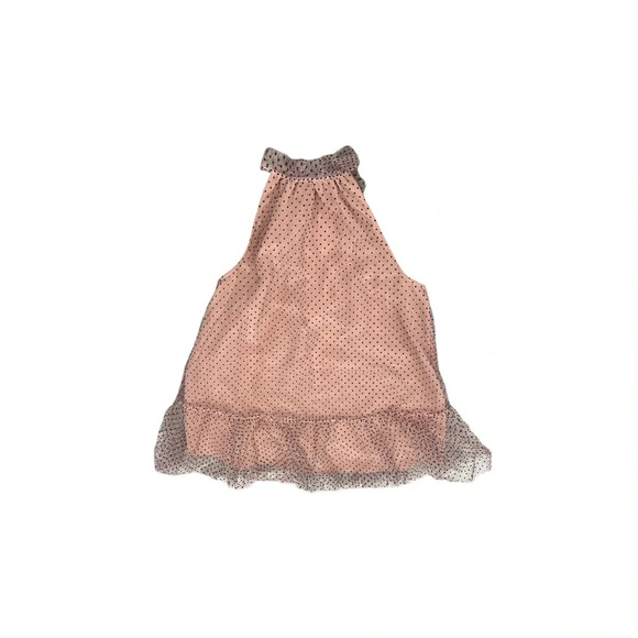 Maeve by Anthropologie Flocked Tulle polka dot nude and black Halter Top Small - Picture 3 of 6